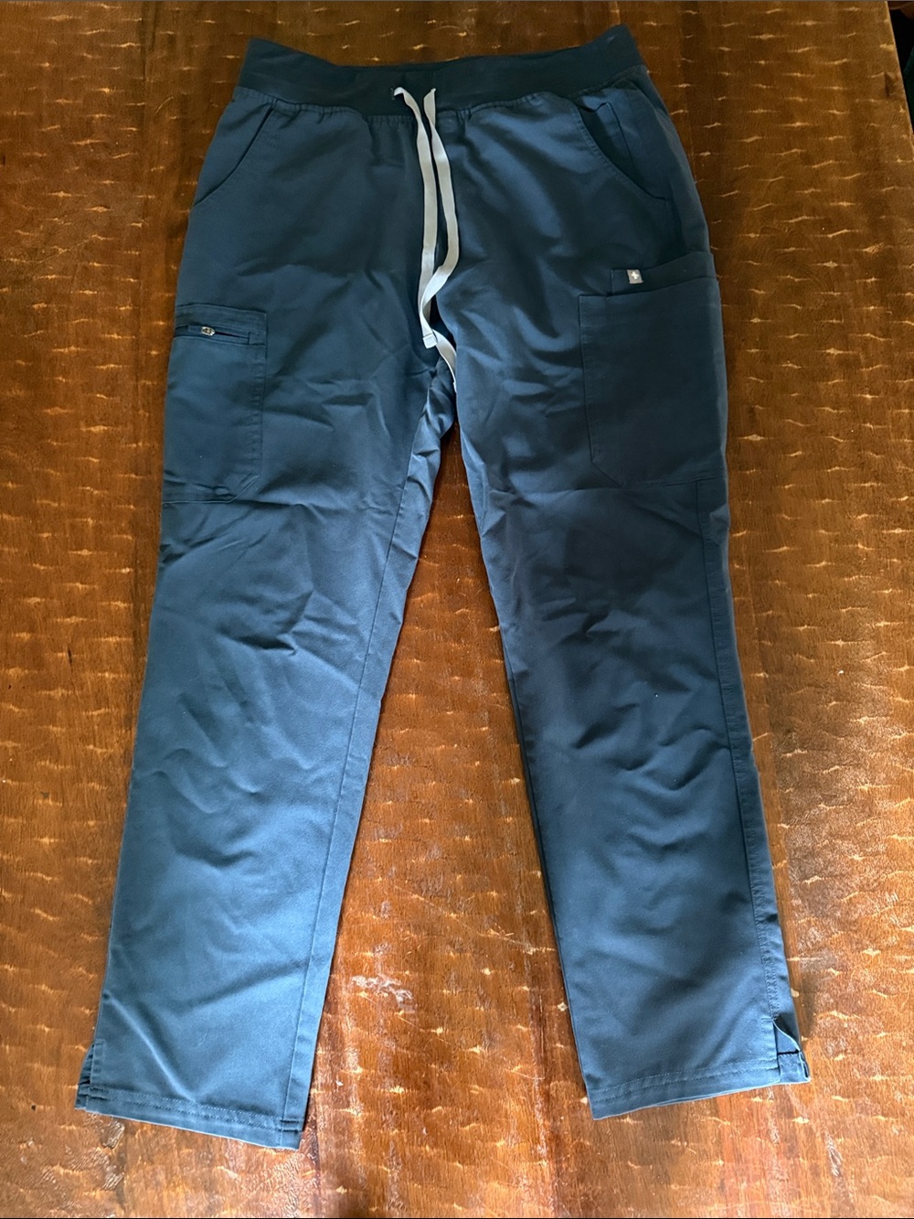 Figs Women’s Cobalt Blue Cargo Scrub Joggers with Gray Drawstring